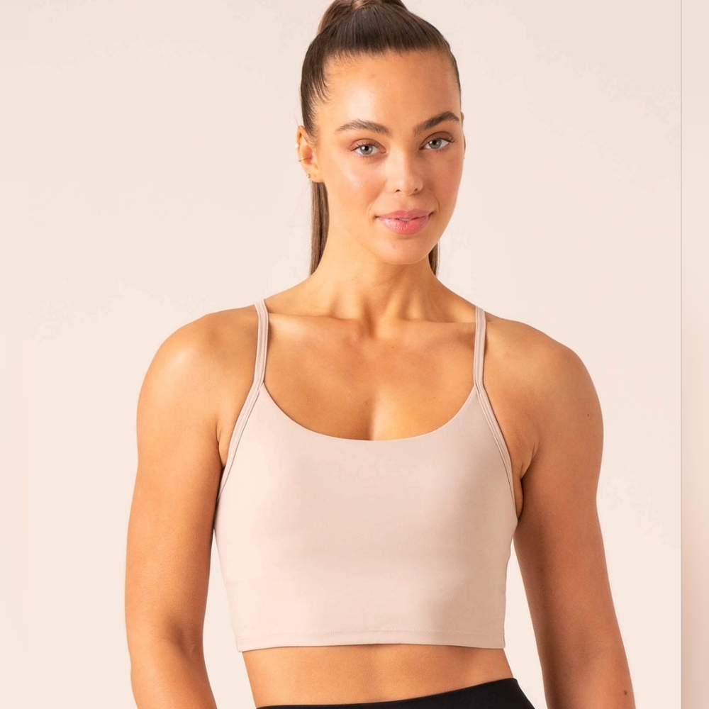 Ryderwear Embody Compression Tank Crop Bra Top Neutral Tan Mushroom